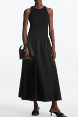 Easy Chic Crew Neck Sleeveless Summer Maxi Sundress - Black