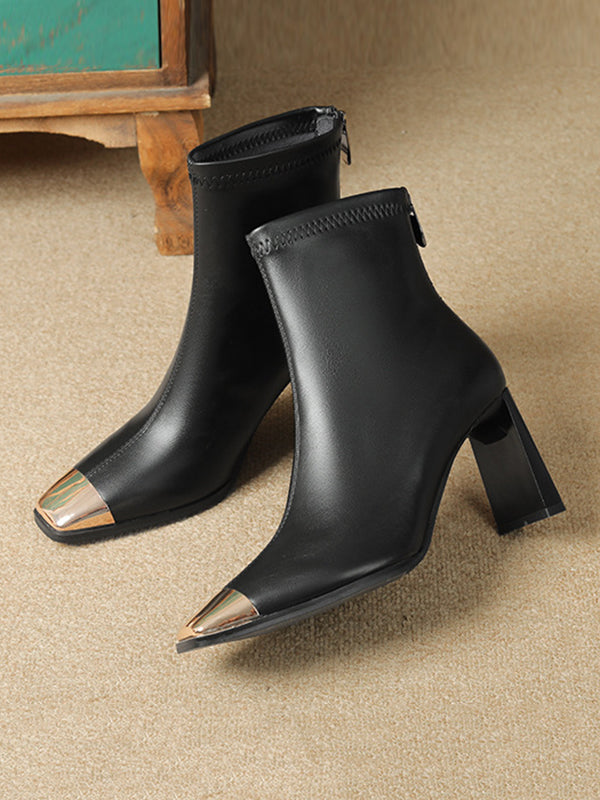 Split-Joint Square-Toe Boots Pumps