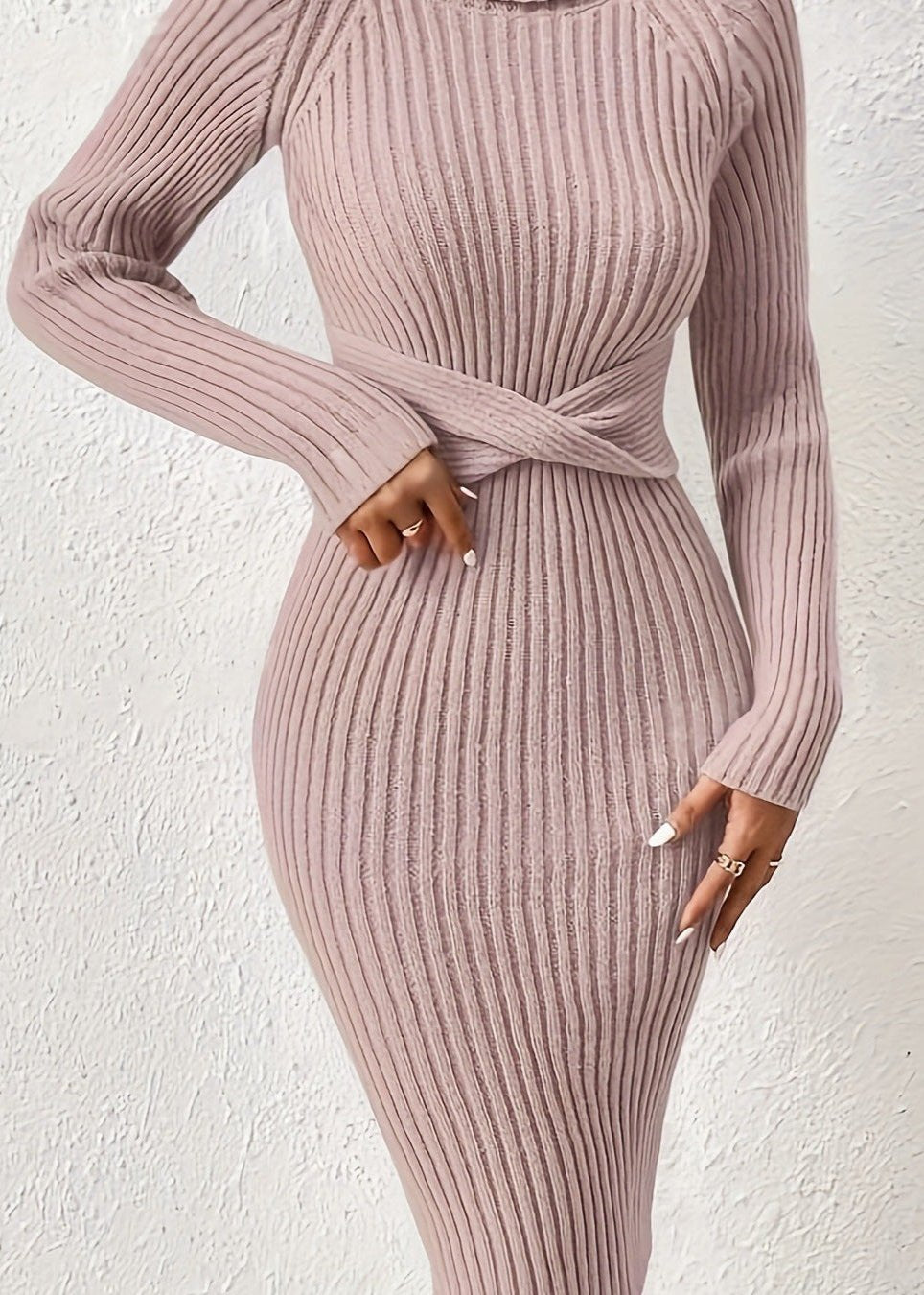 Sophisticated Ribbed Knit Dress