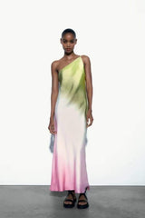 Diane One Shoulder Tie Dye Maxi Dress