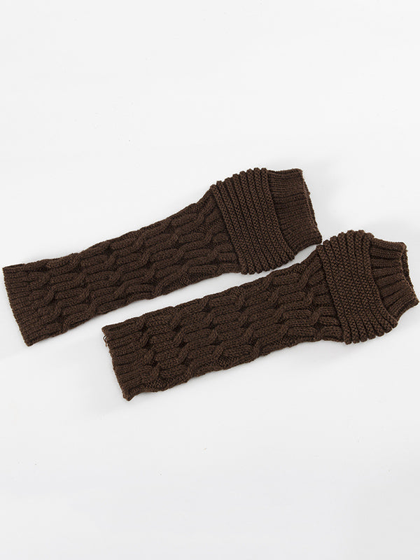 Solid Color Keep Warm Jacquard Knitted Sleevelet