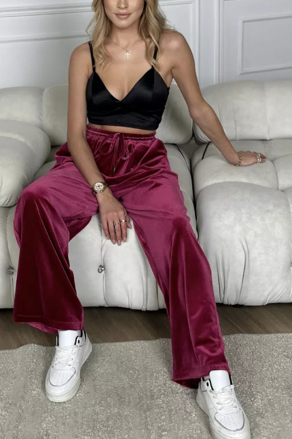 Golden Velvet Wide -legged Pants Straight Velvet Pants