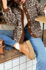 Fashion Leopard Loose Loose Cashmere Warm Jacket