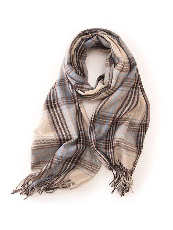 Keep Warm Plaid Tasseled Shawl&Scarf