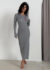 Chic Backless Knit Dress with Heart Cutout