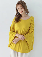 Vintage Loose Round-Neck Batwing Sleeves Shirts