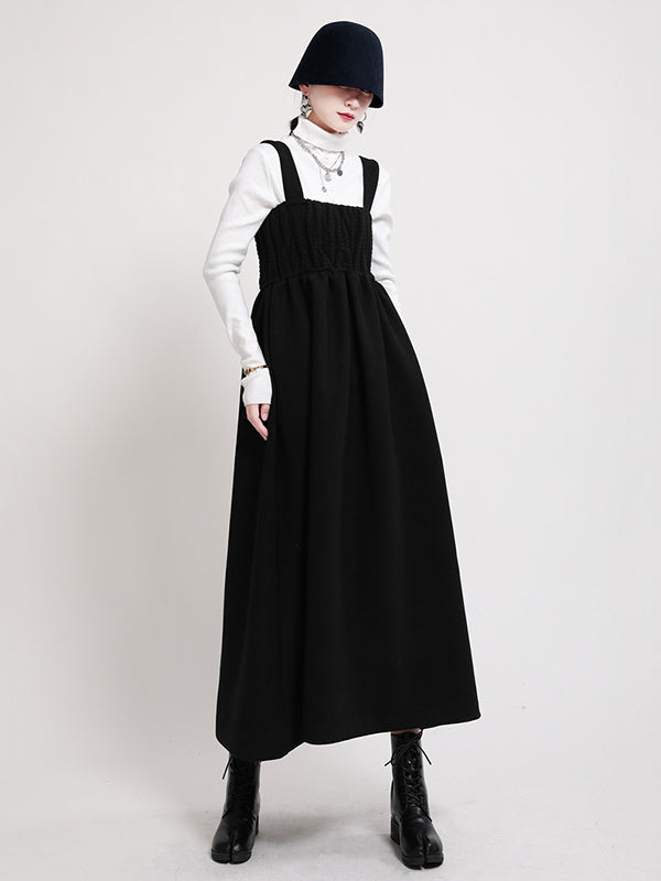 Original Solid Square-Neck Suspender Dress