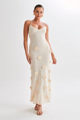 Edwina V-neck Knitted Floral Maxi Dress