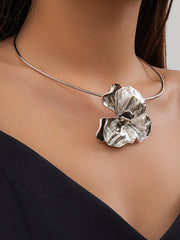 Flower Shape Pleated Solid Color Dainty Necklace Necklaces Accessories