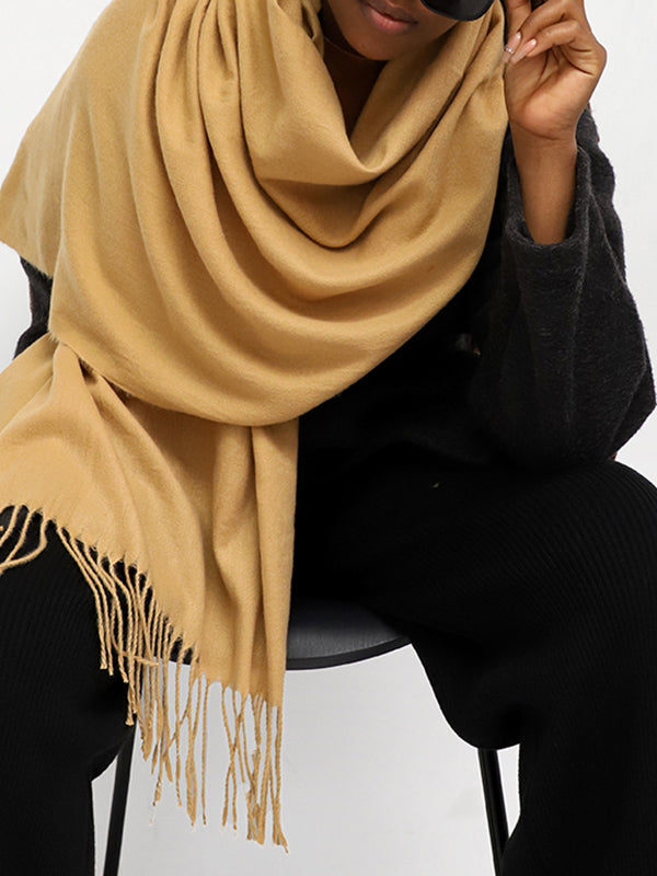 Solid Color Tasseled Shawl&Scarf