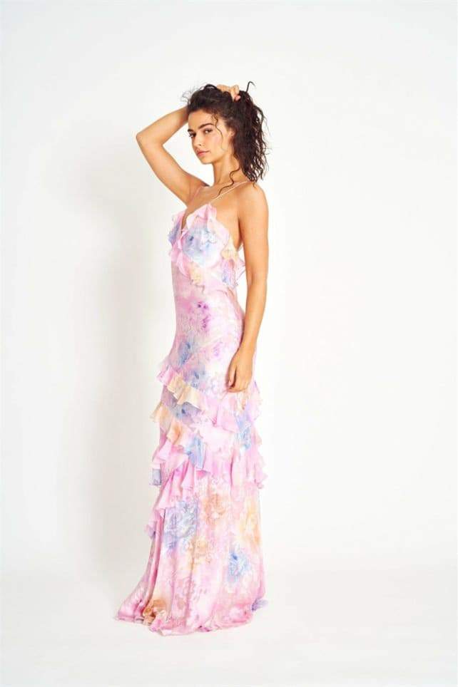 Virginia Floral Ruffle Maxi Slip Dress