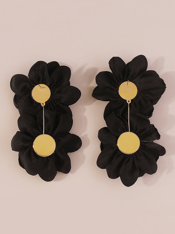 Three-Dimensional Flower Drop Earrings