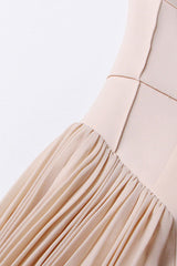 Elegant Solid Mock Neck Sleeveless Drop Waist Pleated Summer Midi Dress