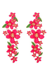 Enamelled Floral Drop Earrings