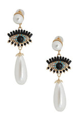 Evil Eye Pearl Earrings