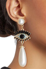 Evil Eye Pearl Earrings