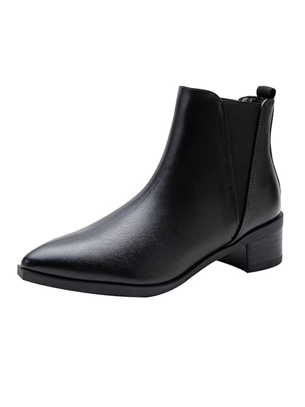 Elasticity Pointed-Toe Solid Color Split-Joint Boots Chelsea Boots