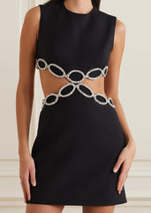 Rhinestone-Embellished Cut-Out Bandage Dress