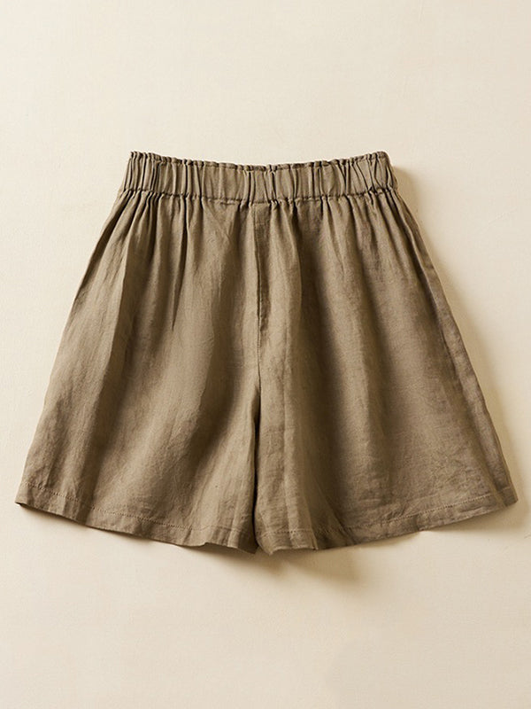 Loose Elasticity Solid Color Shorts Bottoms