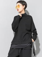 Black False Two Cropped Long Sleeve T-Shirt