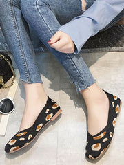 Breathable Contrast Color Leopard Flat Shoes