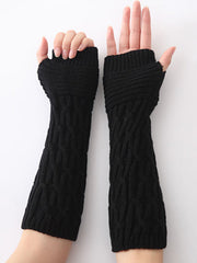 Solid Color Keep Warm Jacquard Knitted Sleevelet