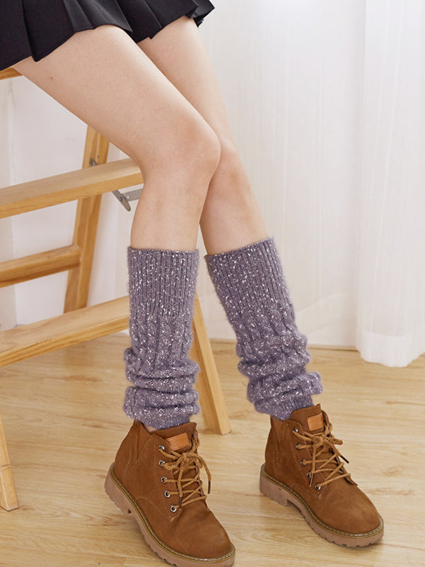 Wool Knitted Dot Twist Leg Warmers Accessories