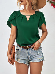 Loose Short Sleeves Hollow Solid Color Round-Neck T-Shirts Tops