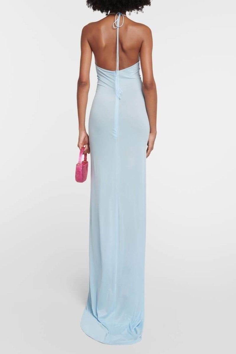 Alexia Halterneck Floral-appliqué Maxi Dress