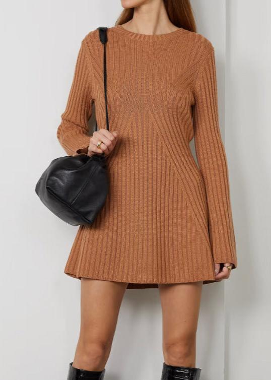 Luxe Ribbed Wool Knitted Dress – Cozy Elegance for Any Occasion