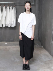 Cropped Wrinkle Solid T-shirt