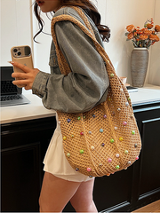 Beads Hollow Bags Accessories Woven Handbag