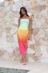 Jean Rainbow Sequins Tube Maxi Dress