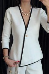 Fashion Contrast V-Neck Jacket