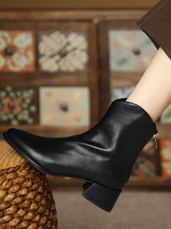 Pointed-Toe Split-Joint Zipper Boots Chelsea Boots