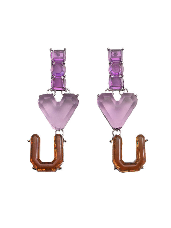 Geometric Heart Shape Drop Earrings