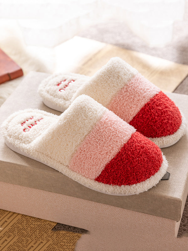 Indoor Non-Slip Keep Warm Striped Slippers