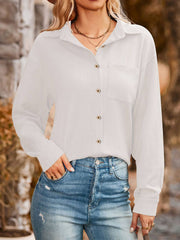 Button Down Long Sleeve Shirts Blouses with Pocket