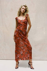 Alison Floral Printed U-Neck Maxi Dress