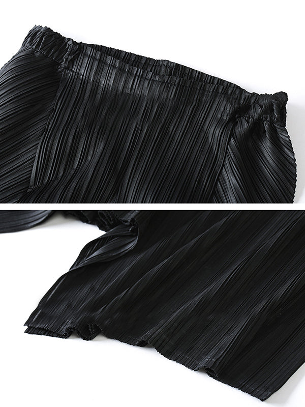 Original Loose Solid Color Irregular Pleated Wide Legs Pants