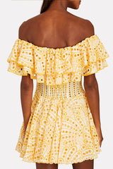 Dolly Embroidered Lace Ruffle Bodice Flare Mini Dress