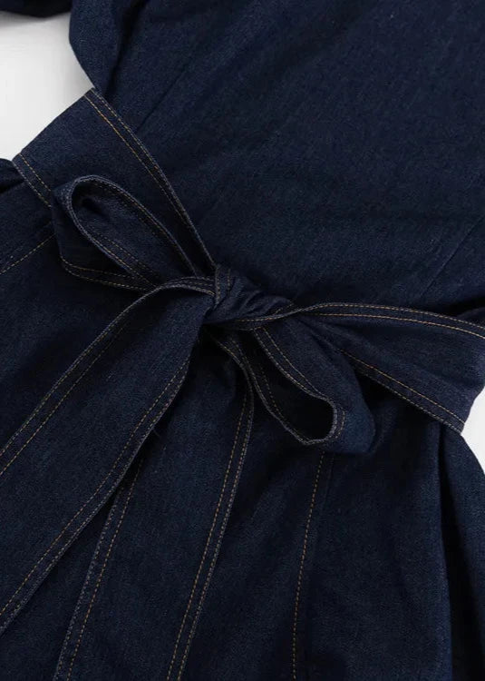 Chic Denim Lantern Sleeve Dress