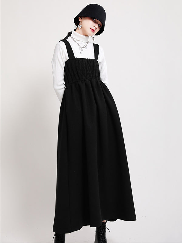 Original Solid Square-Neck Suspender Dress