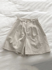 Loose Wide Leg Elasticity Pleated Solid Color Shorts