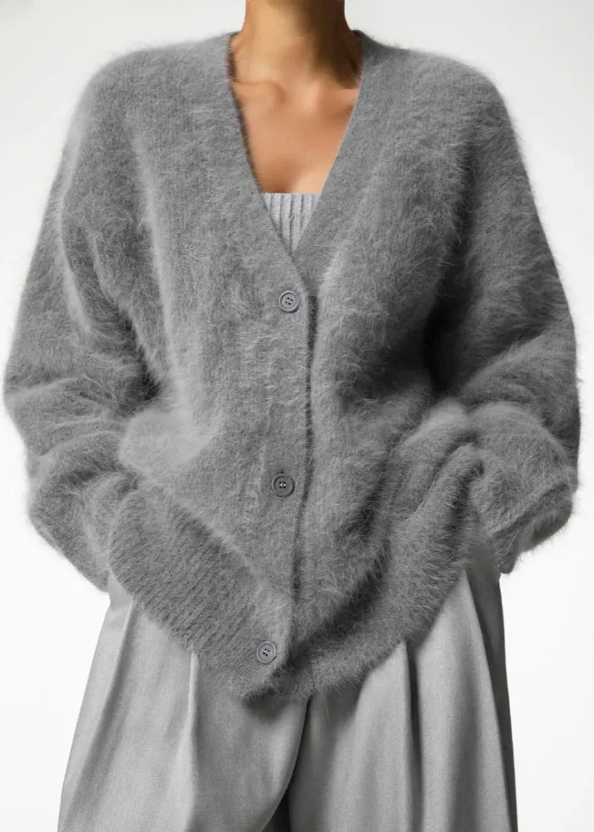 Soft Grey Button Cardigan - Effortless Elegance