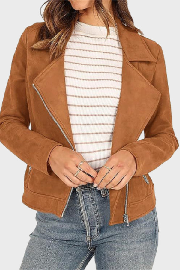 Timeless Suede Cropped Biker Jacket