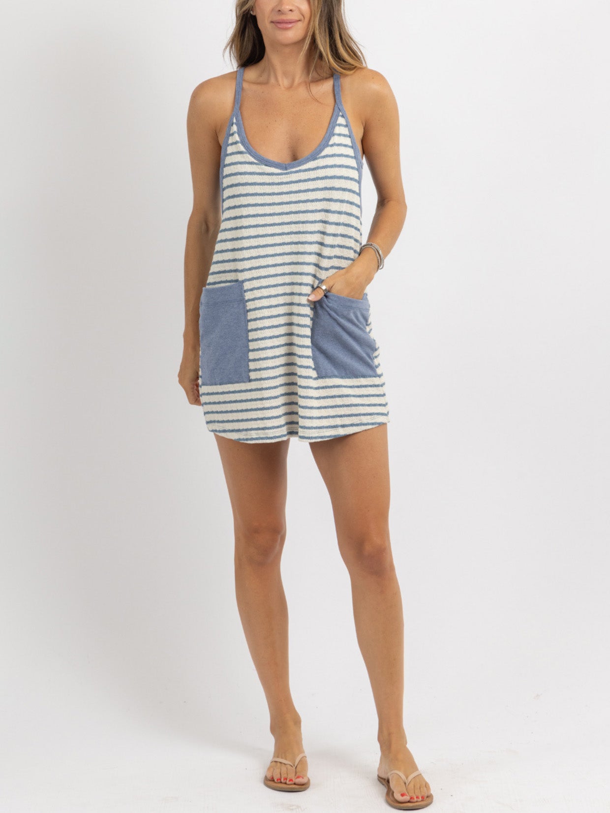 Striped Sleeveless Casual Dress Home Wear