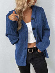 Wrap Buttoned Hooded Solid Color Cardigan