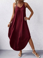 Loose Plus Size Solid Color Spaghetti-Neck Maxi Dresses