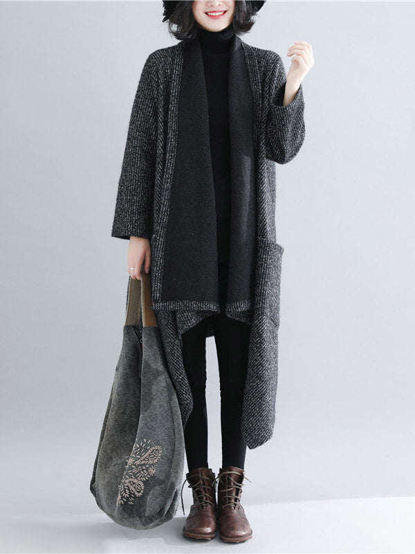 Thicken Gray Long Sleeve Coat Outerwear